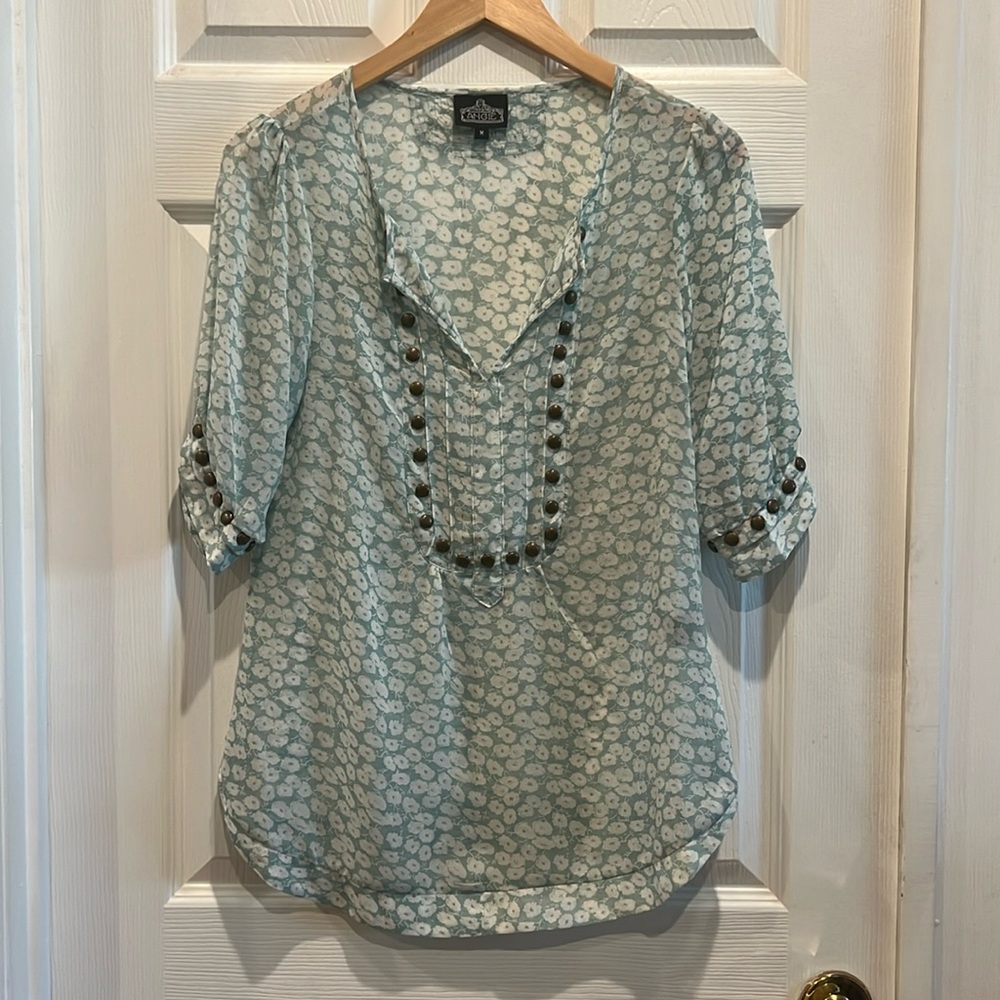 ANGIE Boho Sheer Floral Studded Top